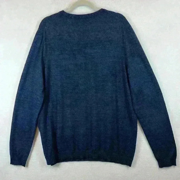 Apt. 9 Men’s Pullover Sweater Sz XXL Tall Merino Blend Heather Navy Blue V-Neck - Picture 3 of 8